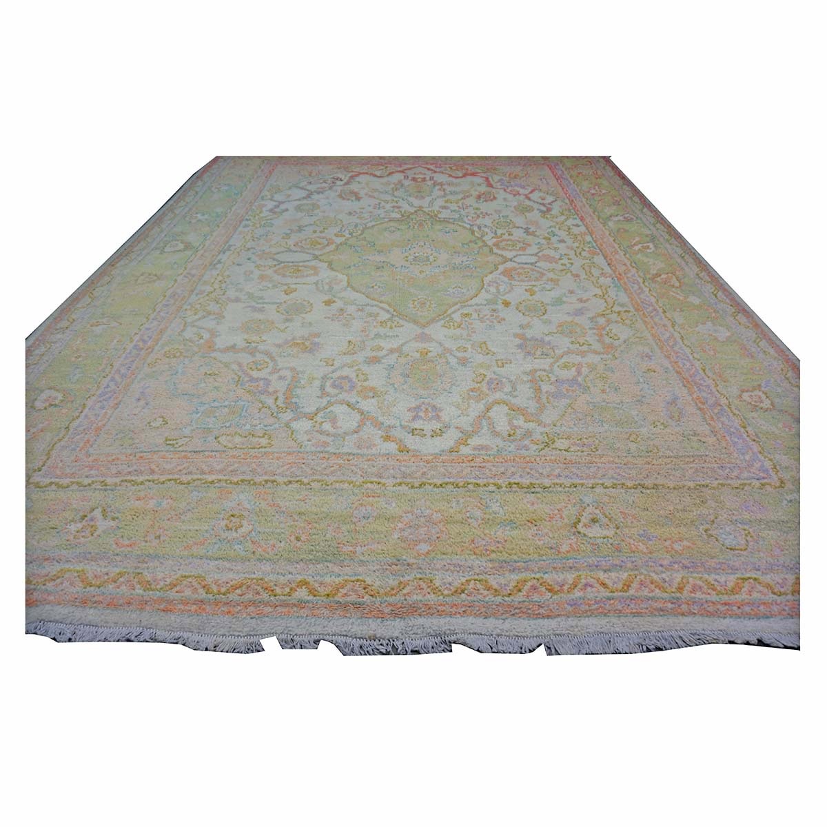 Antique Turkish Oushak 10X13 Olive, Ivory, & Light Red Handmade Area Rug #1144268 image 2