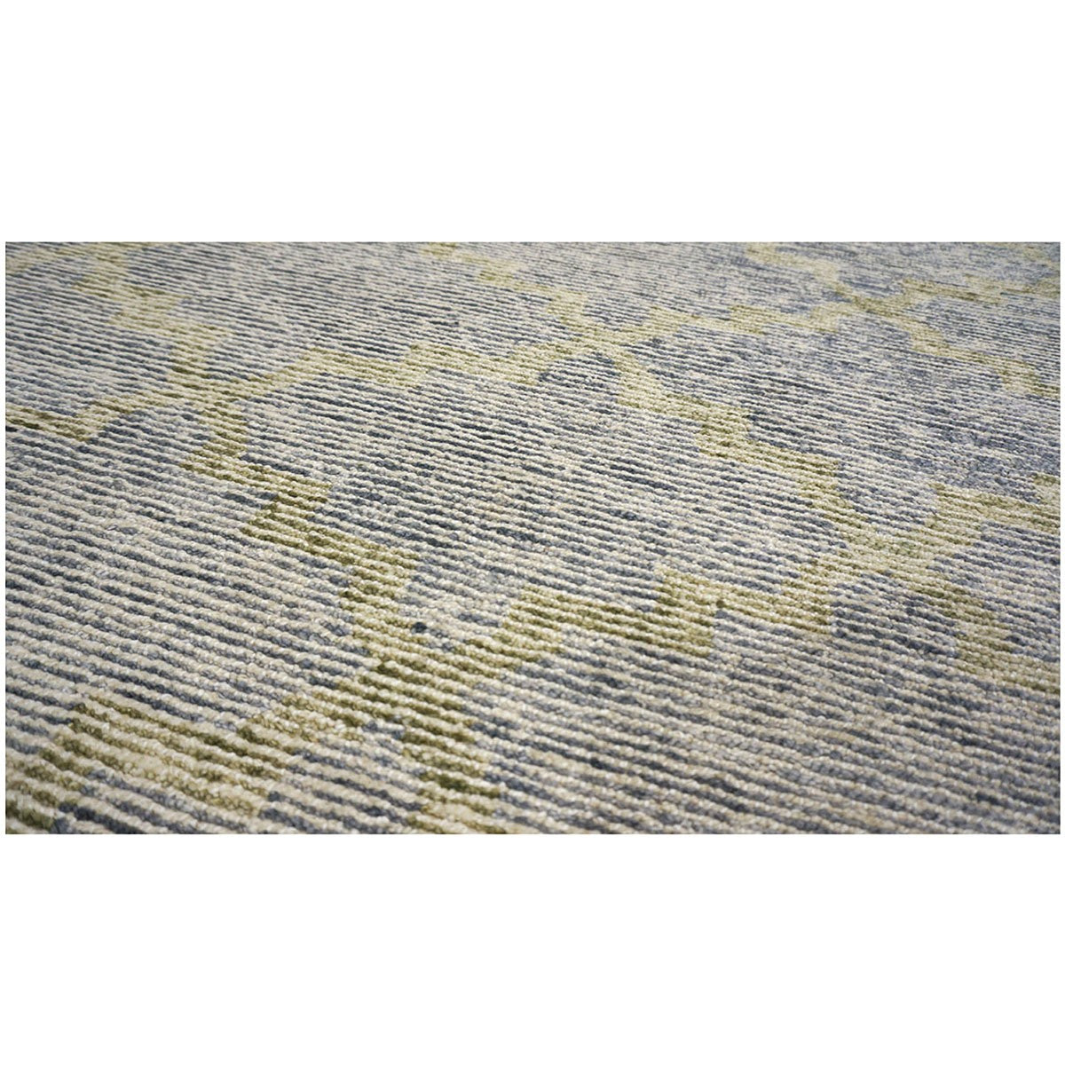 Nepalese Modern Wool & Silk 10X14 Slate Blue & Light Green Handmade Area Rug #1143599 image 10