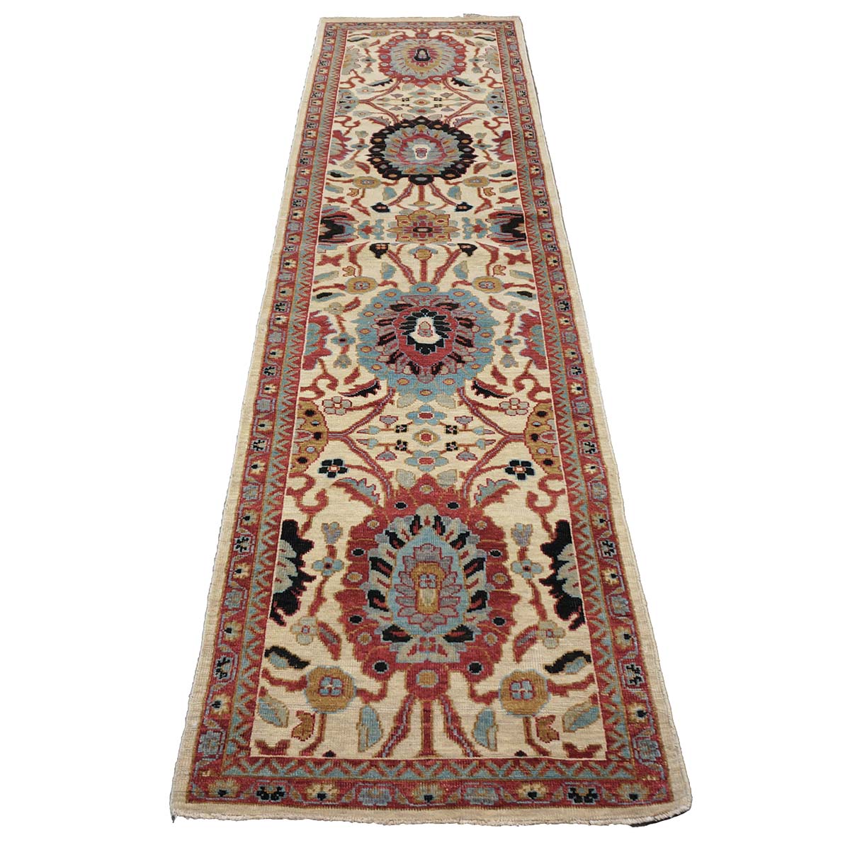 21st Century Sultanabad 3x12 Ivory, Red, & Blue Hall Runner #1143660 image 2