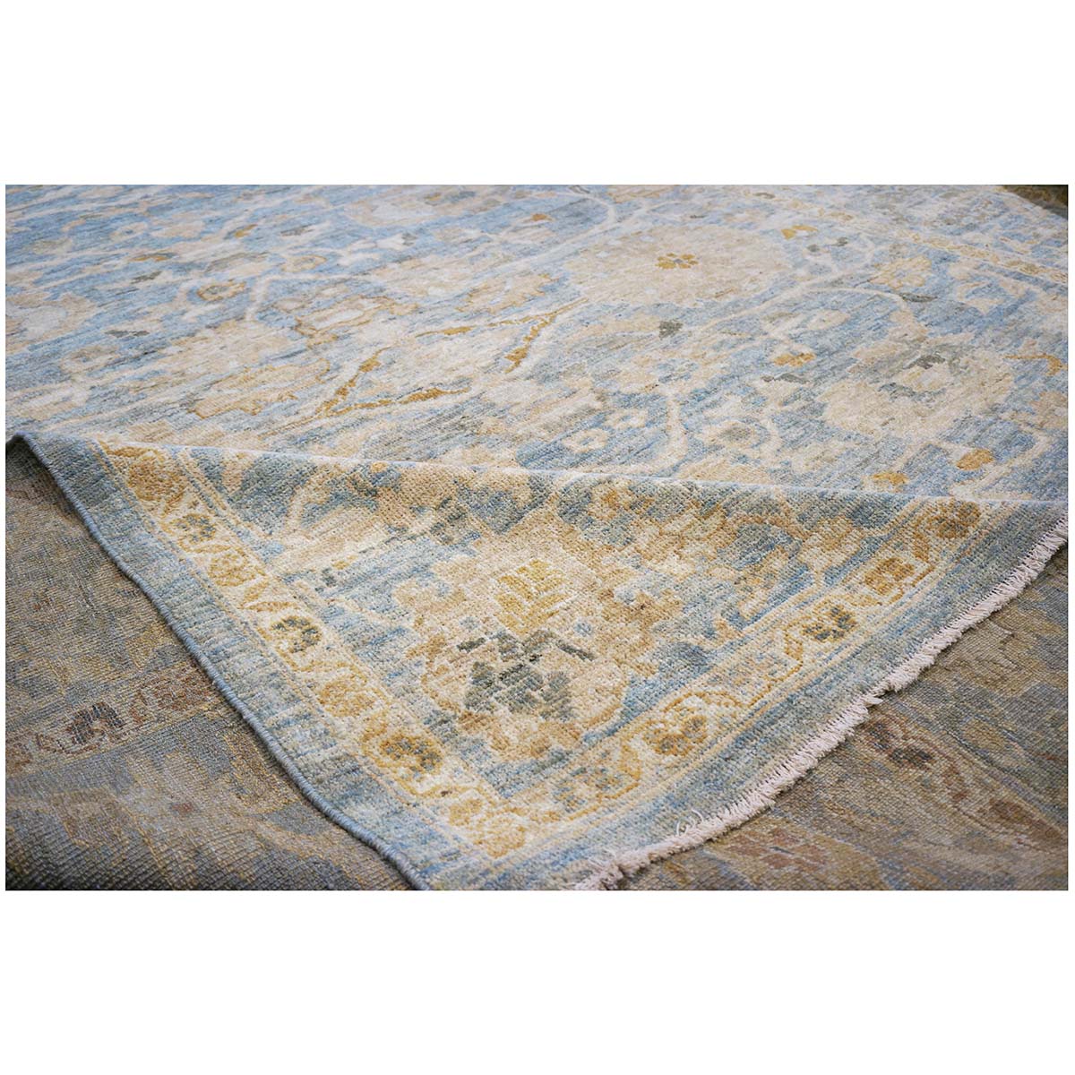 Persian Sultanabad 9x12 Blue & Tan Handmade Area Rug #1142976 image 8