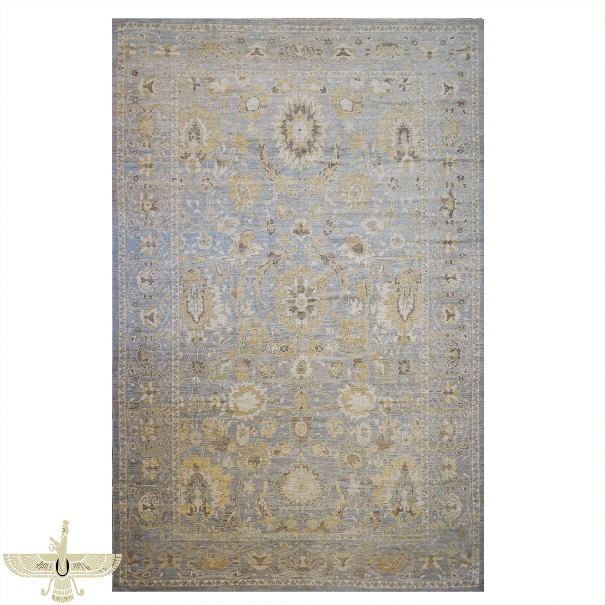 Oversized Persian Sultanabad Master 12x18 Blue, Grey, & Tan Handmade Area Rug #1143042 image 0