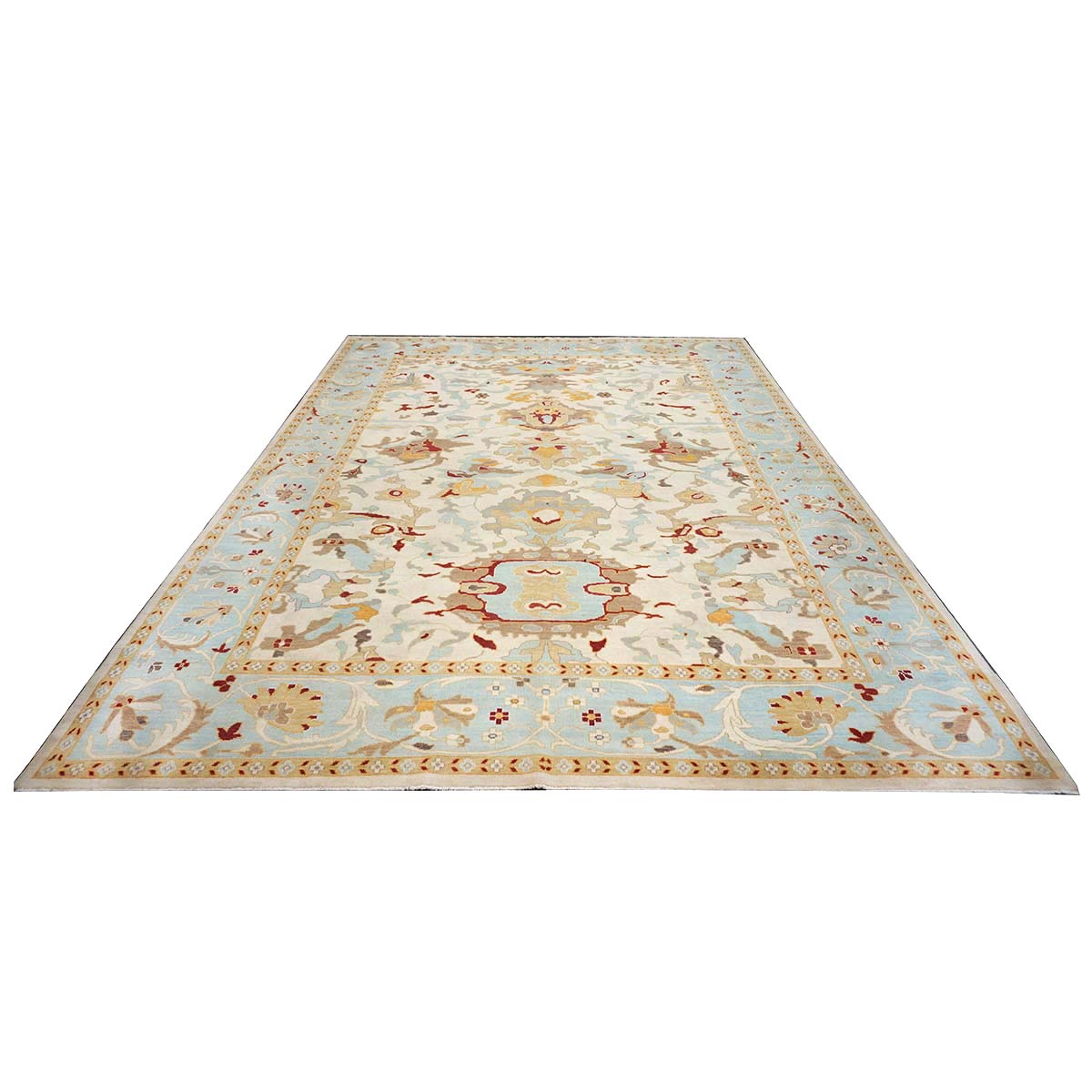 Sultanabad Master 10x14 Blue & Ivory Handmade Area Rug #1143655 image 1