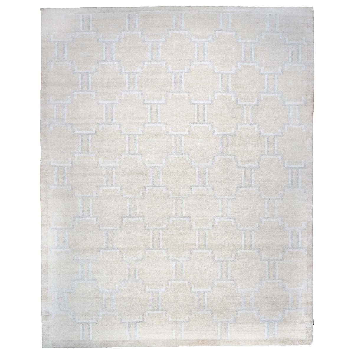 Nepalese Modern Wool & Silk 12X15 Beige, Ivory & Grey Area Rug #1143905 image 0