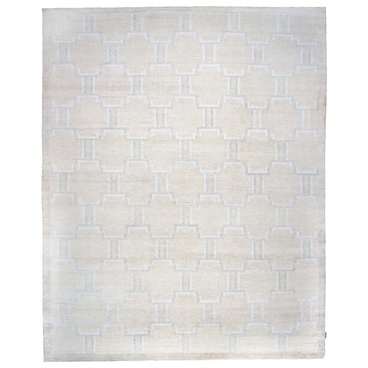 Nepalese Modern Wool & Silk 12X15 Beige, Ivory & Grey Area Rug #1143905 image 0