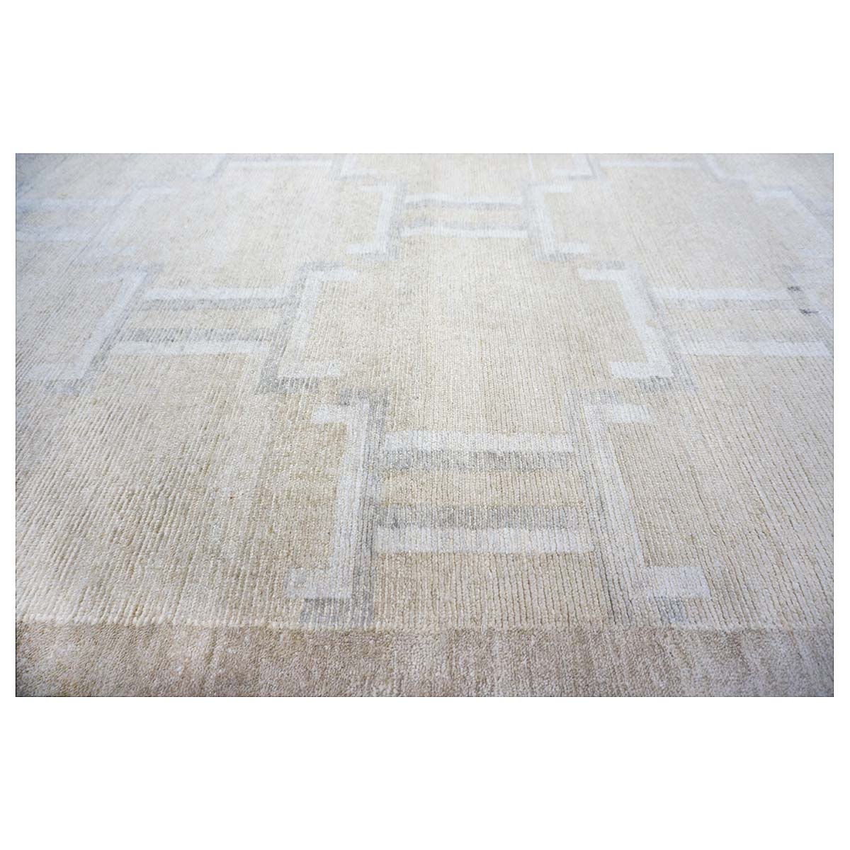 Nepalese Modern Wool & Silk 12X15 Beige, Ivory & Grey Area Rug #1143905 image 7