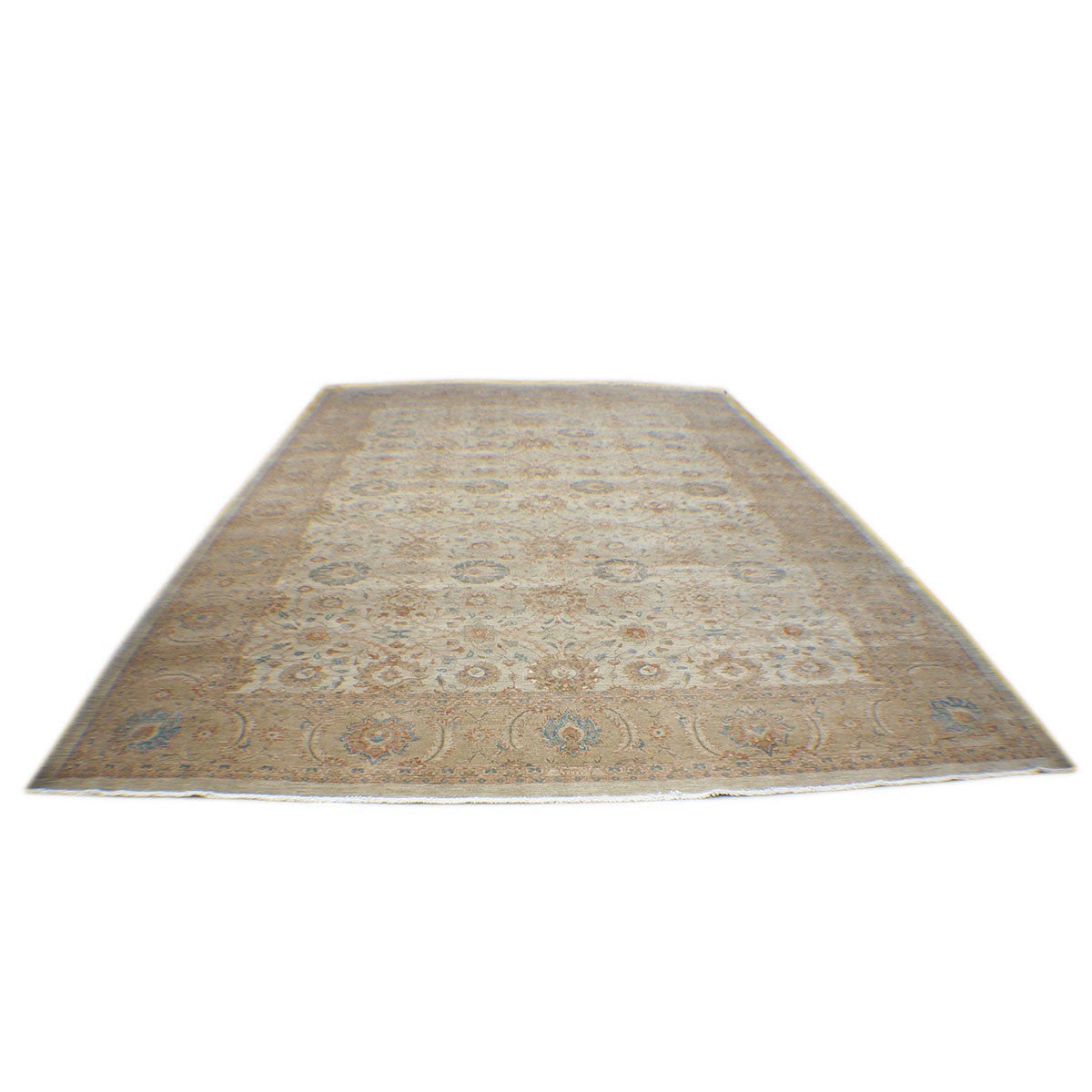 Persian Tabriz Haji Jalili Wool & Silk 12X16 Ivory and Tan Area Rug #1140160 image 3
