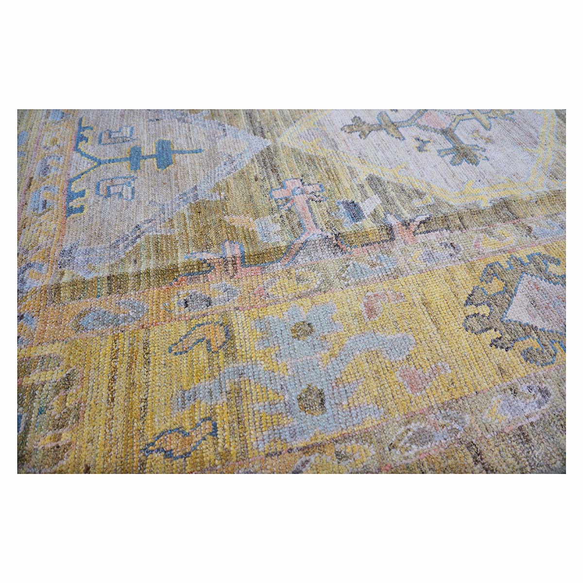 21st Century Turkish Oushak 11x17 Khaki, Olive, & Slate Blue Handmade Area Rug #1144079 image 10