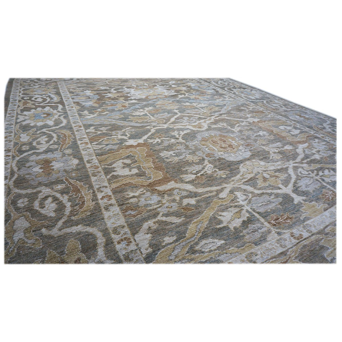 Persian Sultanabad 9x12 Olive & Tan Handmade Area Rug #1141109 image 6