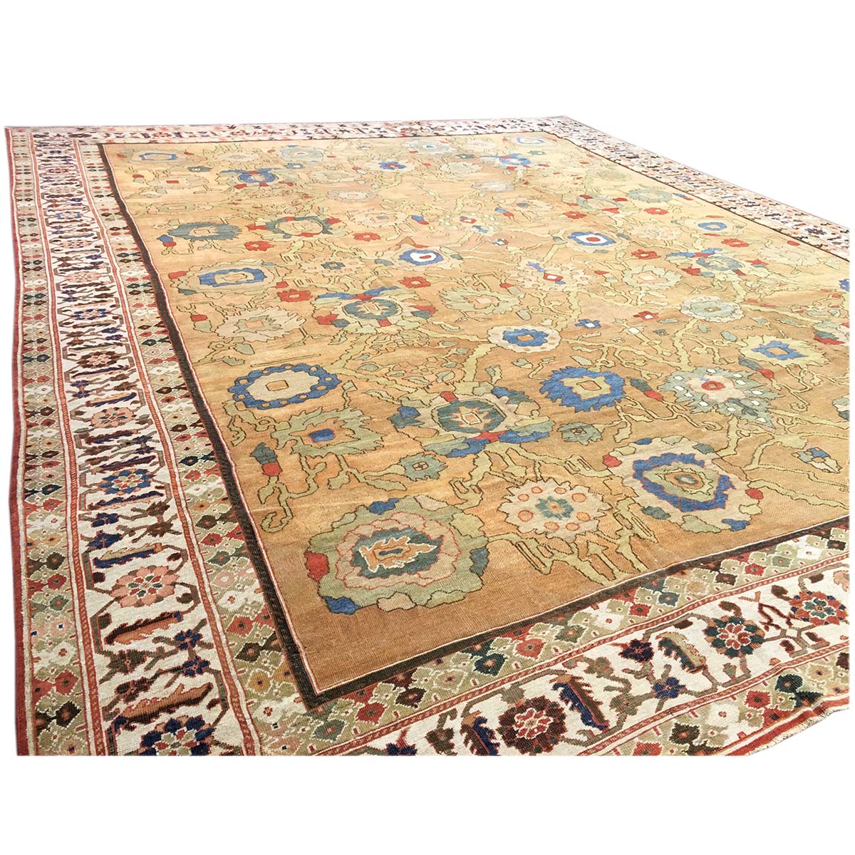 19th Century Antique Persian Sultanabad 15x19 Tan & Blue Area Rug #9902408 image 6