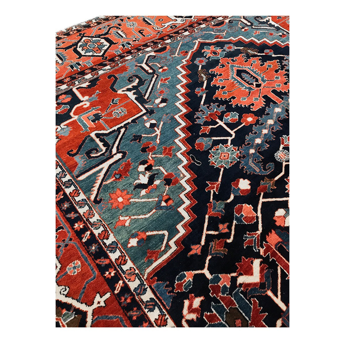 Persian Serapi 13x19 Navy Blue and Rust Oversized Rug #1143922 image 4