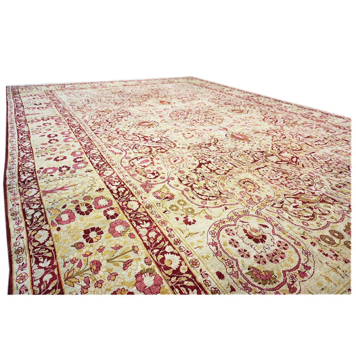 Antique Persian Kerman Lavar 11X16 Pink & Ivory Area Rug #1141138 image 4