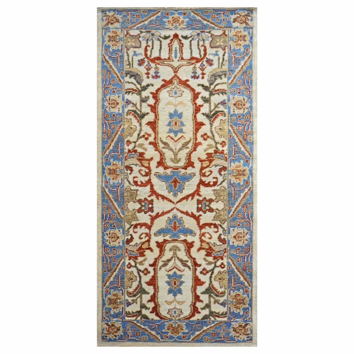 Sultanabad Master 3x6 Ivory, Blue, & Red Runner Rug #1143761 image 0