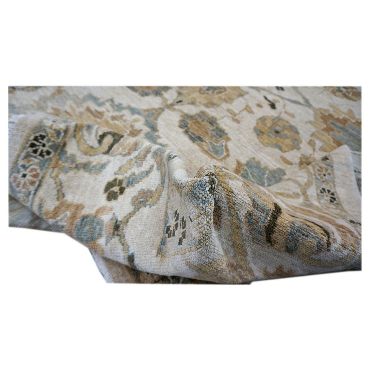 21st Century Persian Sultanabad 9x12 Ivory and Blue Handmade Persian Rug #1141076 image 3