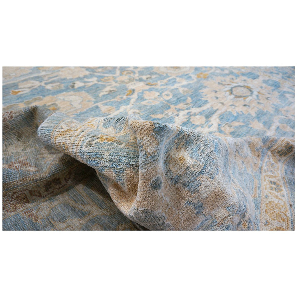 Persian Sultanabad 9x12 Blue & Tan Handmade Area Rug #1142976 image 7