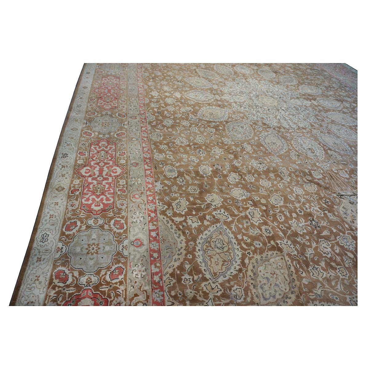 Antique Persian Tabriz 13X20 Brown & Salmon Oversized Area Rug #9902107 image 12