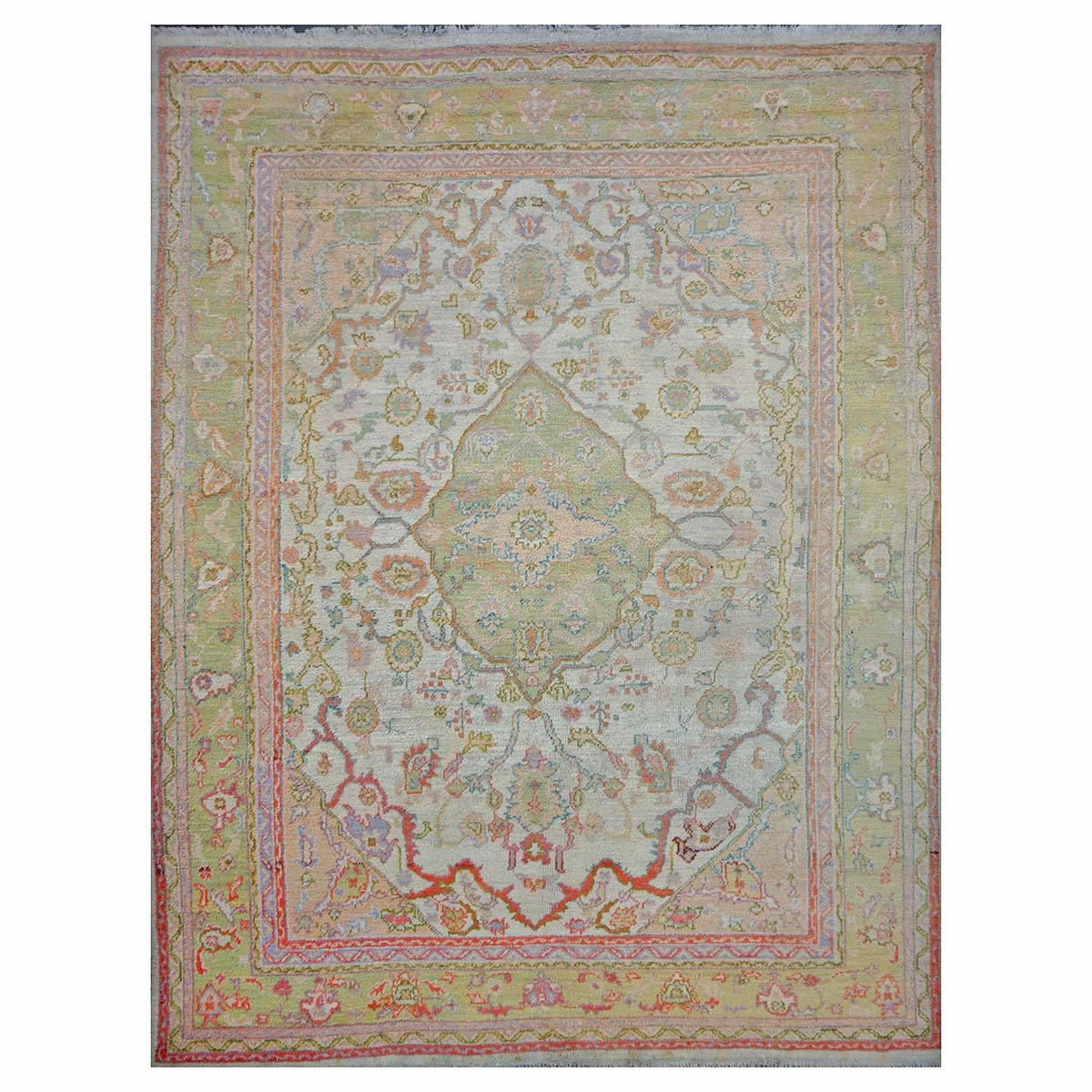 Antique Turkish Oushak 10X13 Olive, Ivory, & Light Red Handmade Area Rug #1144268 image 0