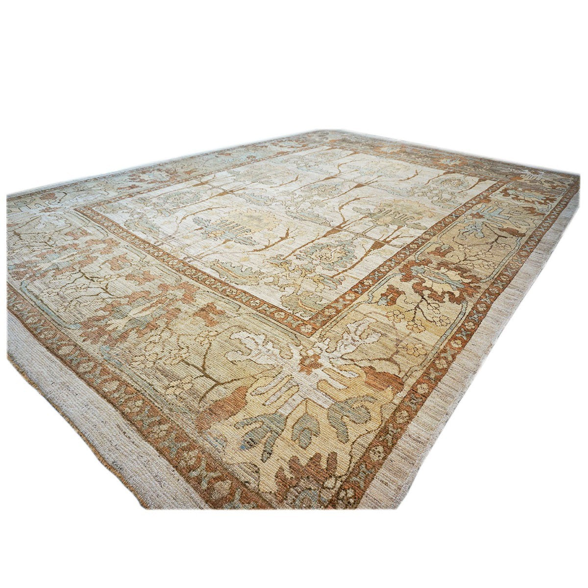 Turkish Oushak 13x18 Ivory, Tan, & Rust Handmade Area Rug #1140073 image 4