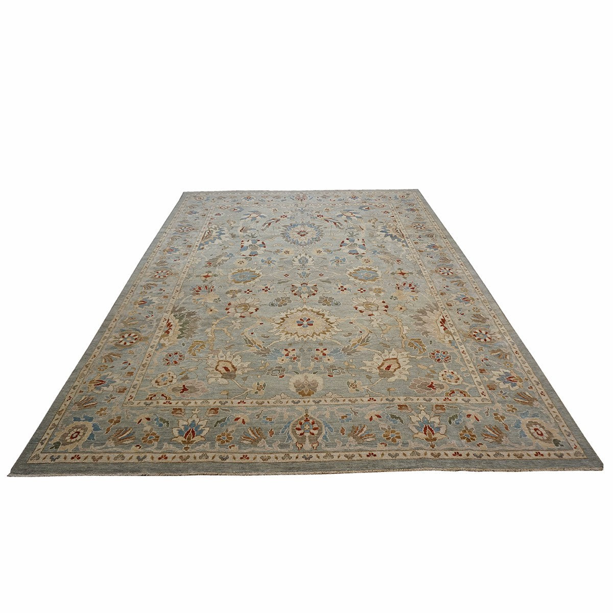 Sultanabad 9X12 Slate, Ivory, Blue, Red Handmade Area Rug #1143280 image 1
