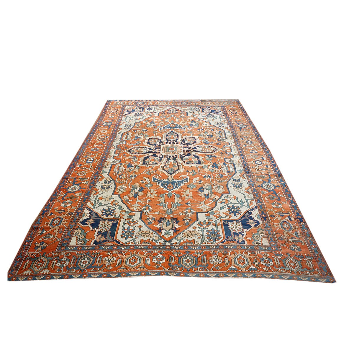 Antique Persian Serapi 10x15 Rust & Navy Handmade Area Rug #1140796 image 2