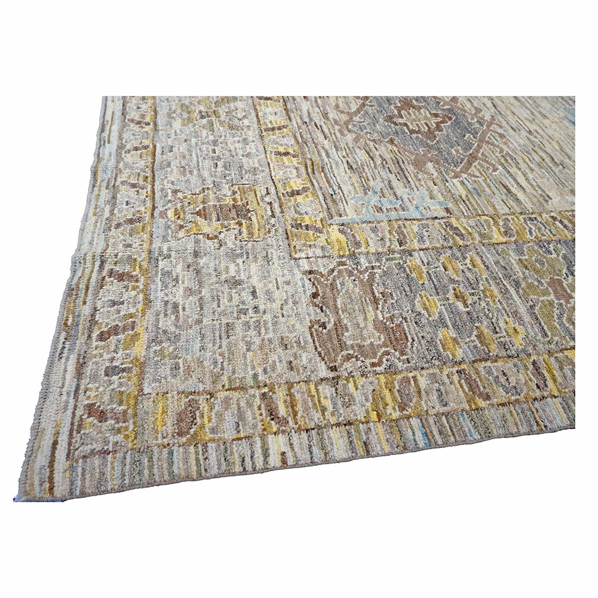 21st Century Turkish Oushak 11X15 Gold, Gray& Slate Blue Handmade Area Rug #1144128 image 7