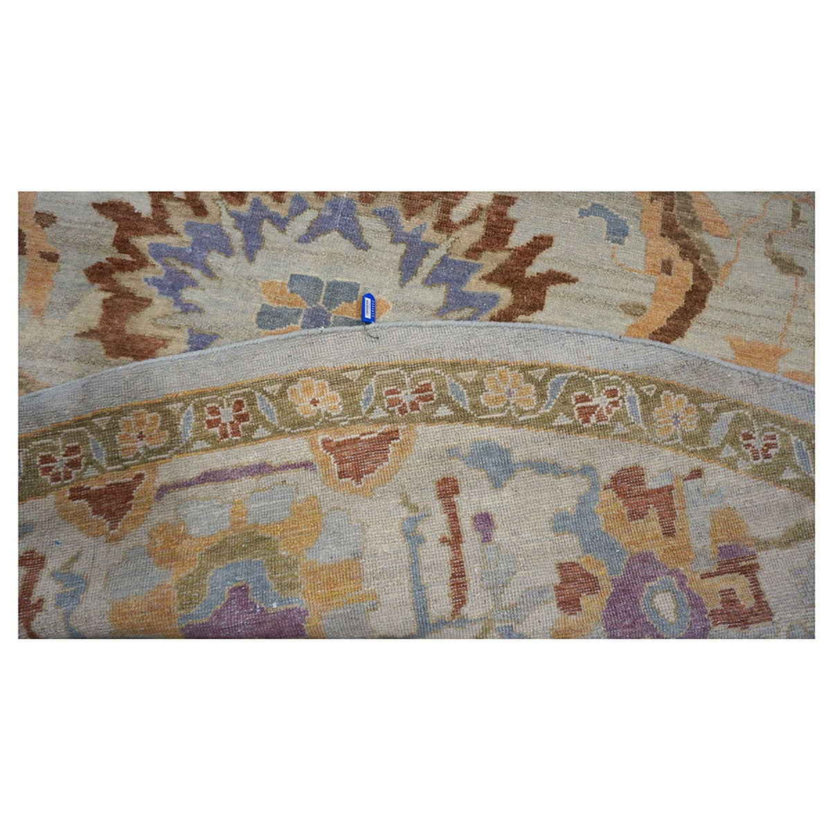 Sultanabad Master 11x11 Light Blue & Light Orange Round Area Rug #1143252 image 8