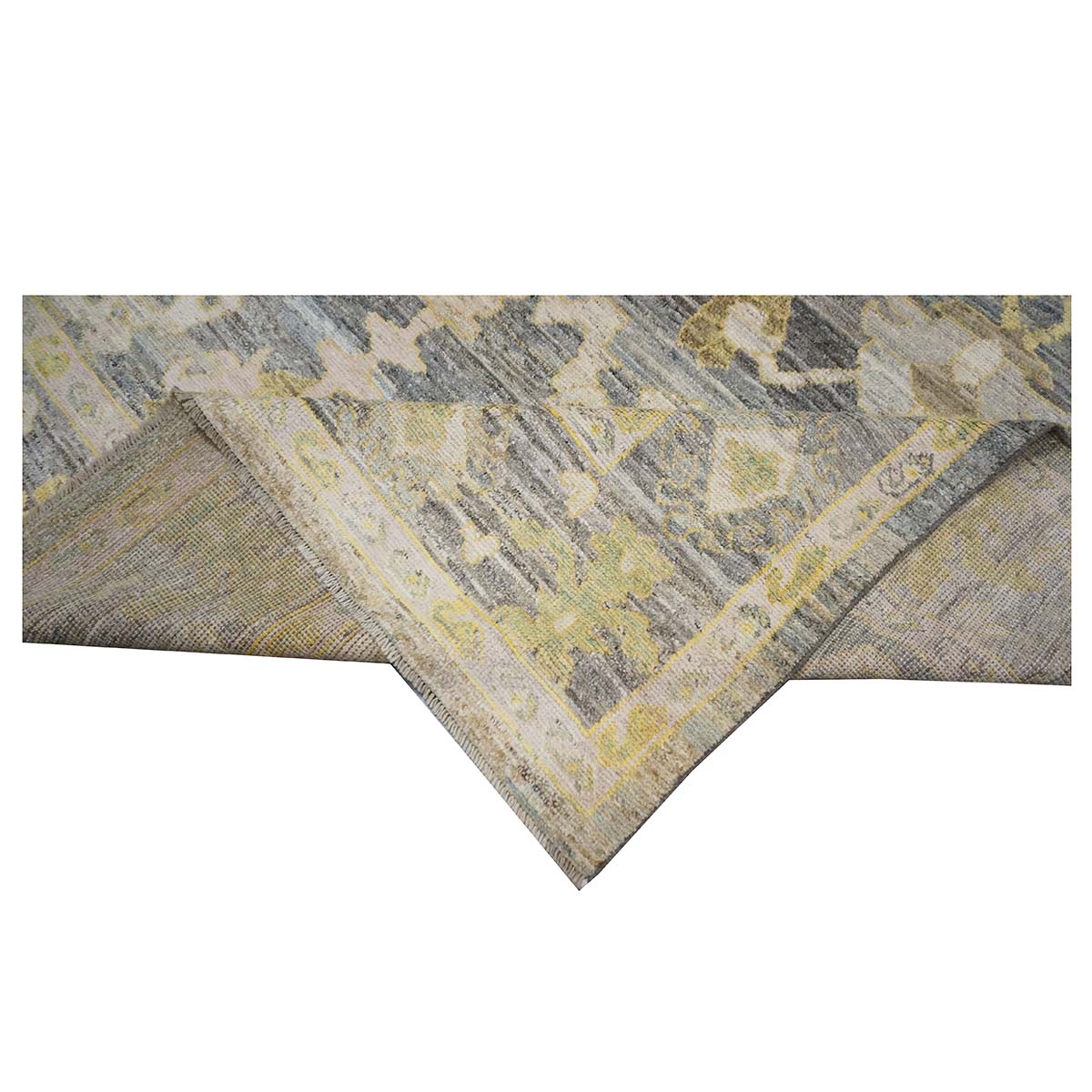 21st Century Turkish Oushak 9x14 Slate Blue, Olive Green, & Ivory Handmade Rug #1144081 image 9