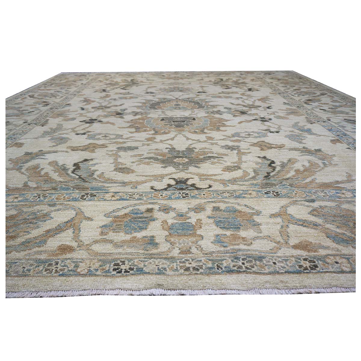 Persian Sultanabad 9x11 Ivory & Light Blue Area Rug #1140991 image 2