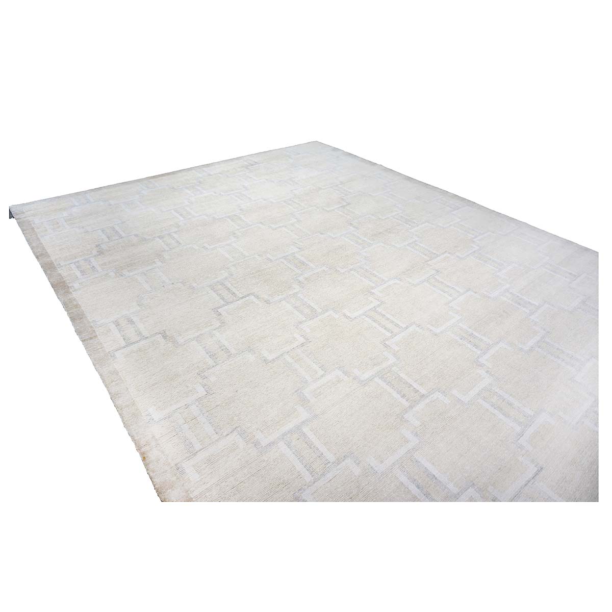 Nepalese Modern Wool & Silk 12X15 Beige, Ivory & Grey Area Rug #1143905 image 6