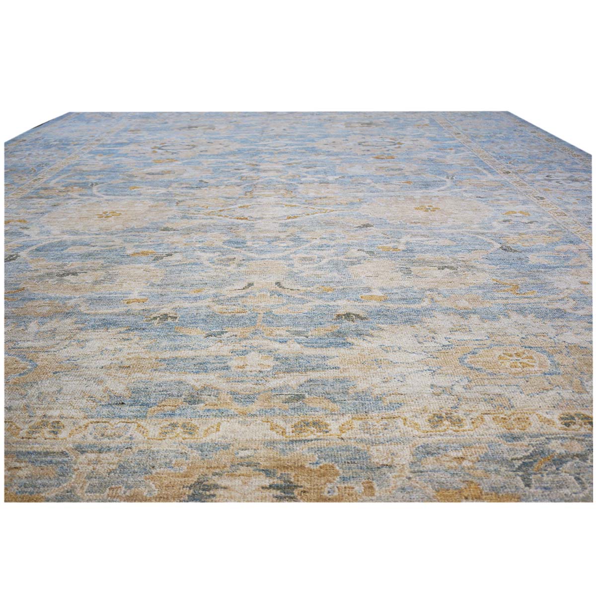 Persian Sultanabad 9x12 Blue & Tan Handmade Area Rug #1142976 image 5