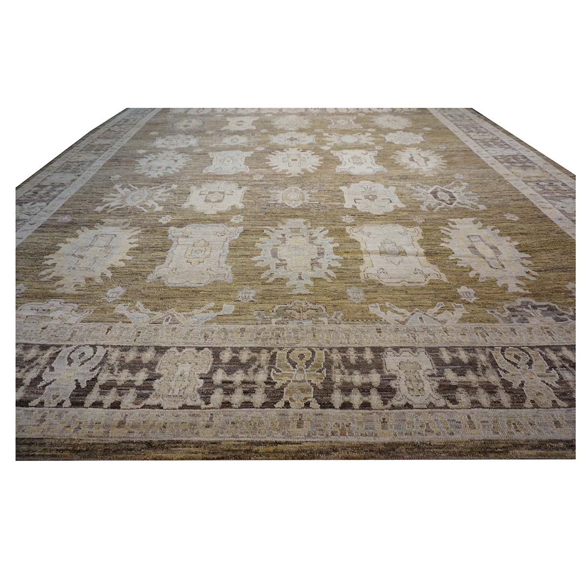 21st Century Turkish Oushak 15x23 Brown, Charcoal, & Ivory Handmade Oversized Rug #1144066 image 1