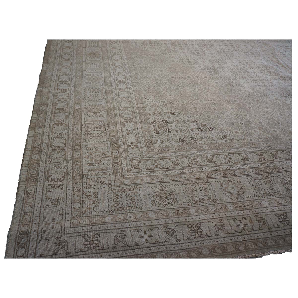 Antique Shabby Chic Persian Tabriz 13X18 Tan Area Rug #1142928 image 15