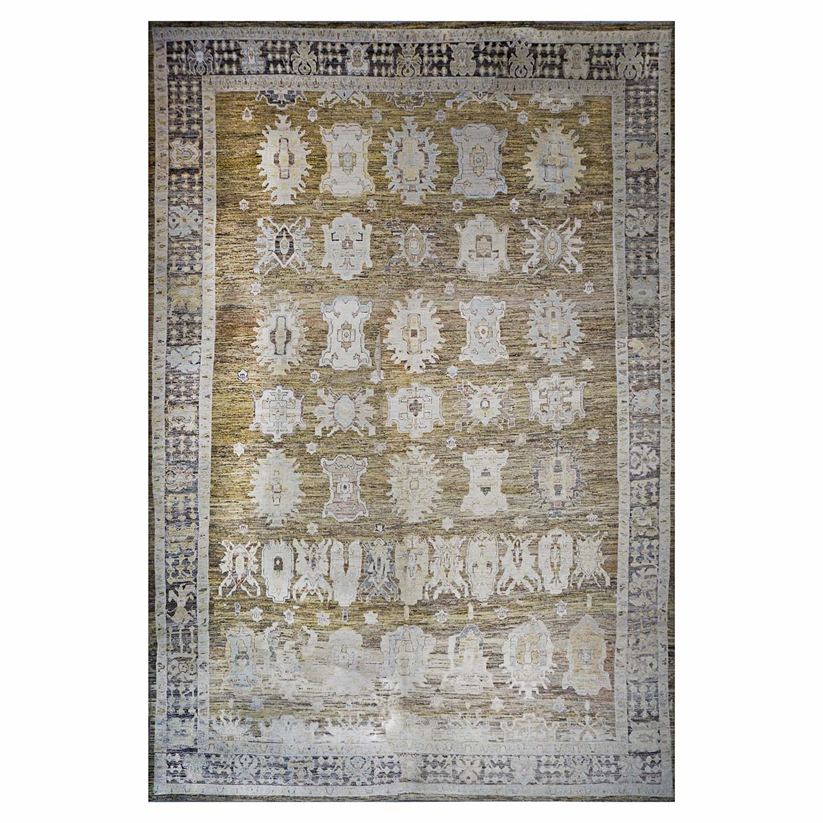 21st Century Turkish Oushak 15x23 Brown, Charcoal, & Ivory Handmade Oversized Rug #1144066 image 0