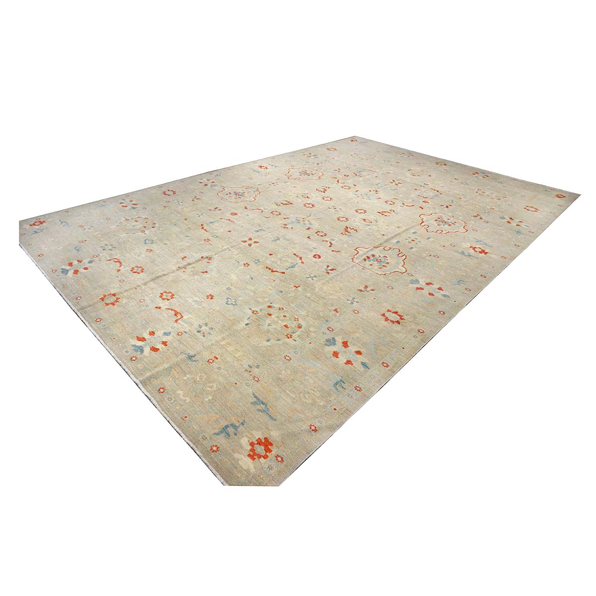 21st Century Sultanabad Master 12x17 Ivory, Red, & Blue Handmade Area Rug #1143967 image 7
