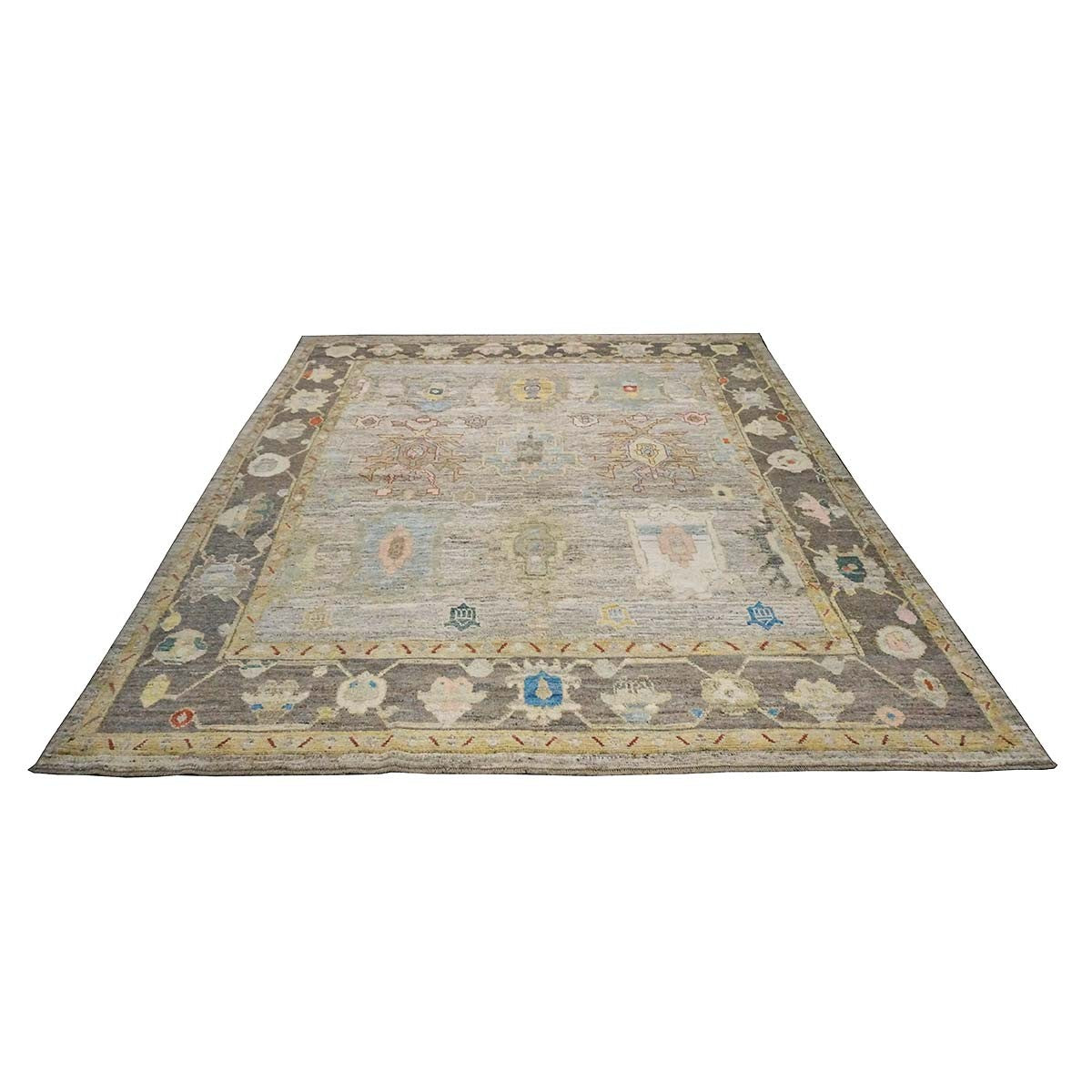 21st Century Turkish Oushak 10X11 Gold, Ivory & Charcoal Handmade Runner Rug #1144083 image 1