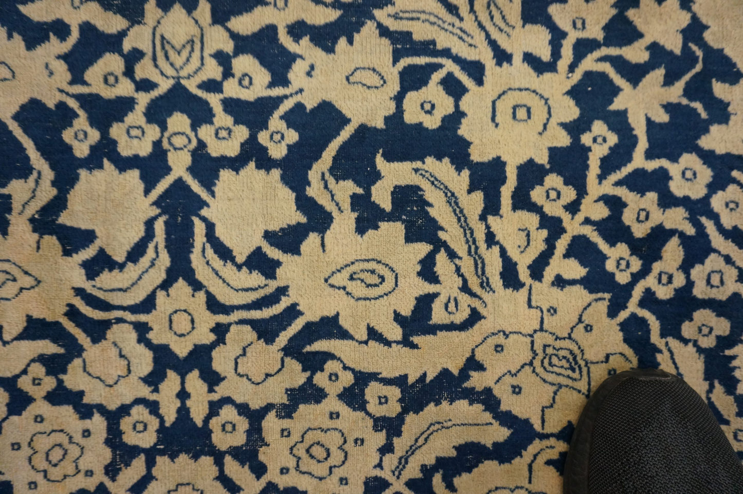 Indigo Blue Antique Persian Mohtasham Kashan circa 1880's 9X12 Area Rug #9902385 image 7