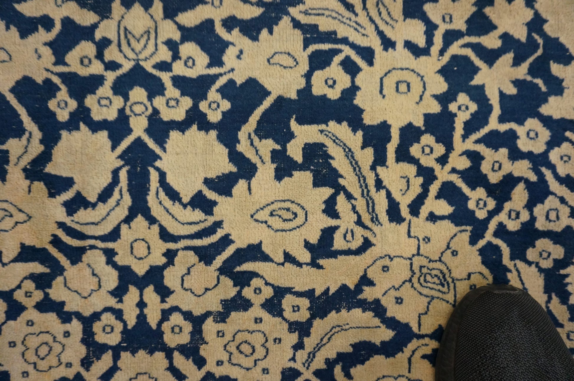 Indigo Blue Antique Persian Mohtasham Kashan circa 1880's 9X12 Area Rug #9902385 image 7