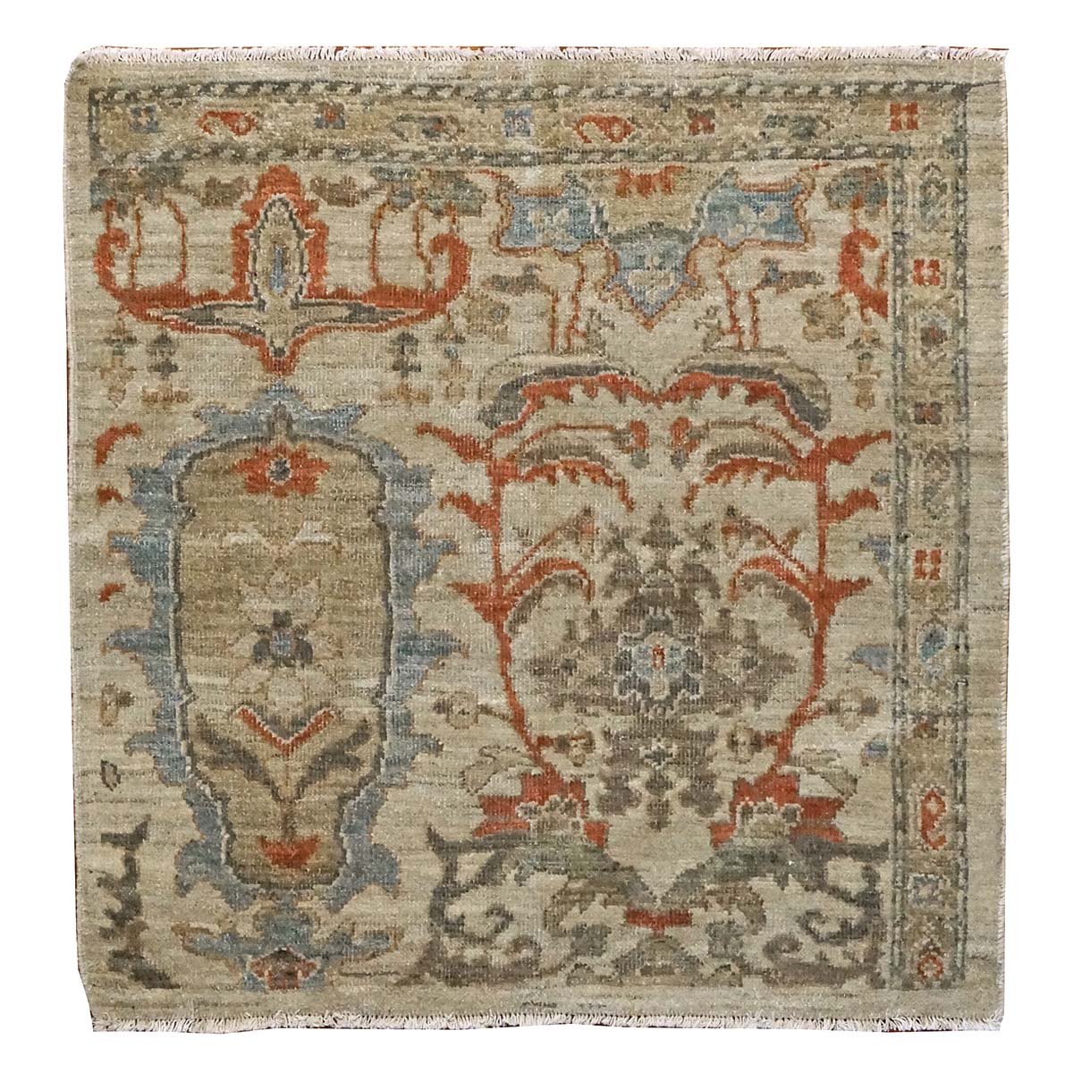 Persian Sultanabad 3x3 Ivory & Rust Area Rug #1141257 image 0