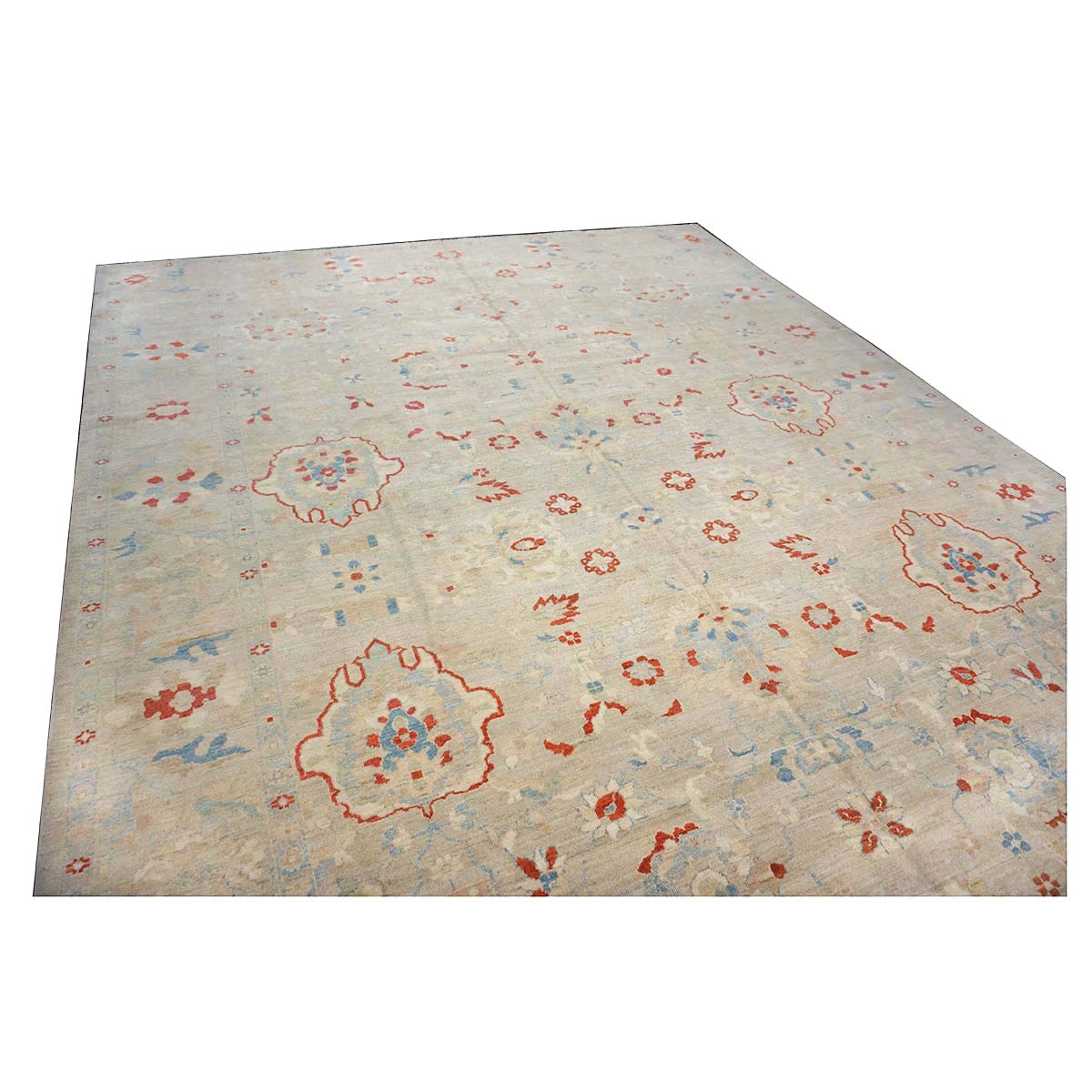 21st Century Sultanabad Master 12x17 Ivory, Red, & Blue Handmade Area Rug #1143967 image 9