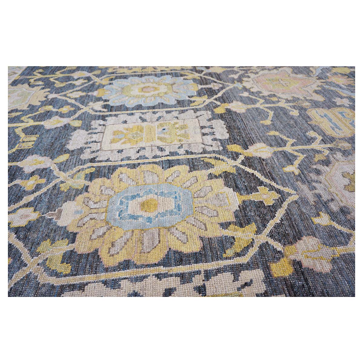 21st Century Turkish Oushak 14X20 Slate Blue, Gray & Ivory Handmade Area Rug #1144091 image 7