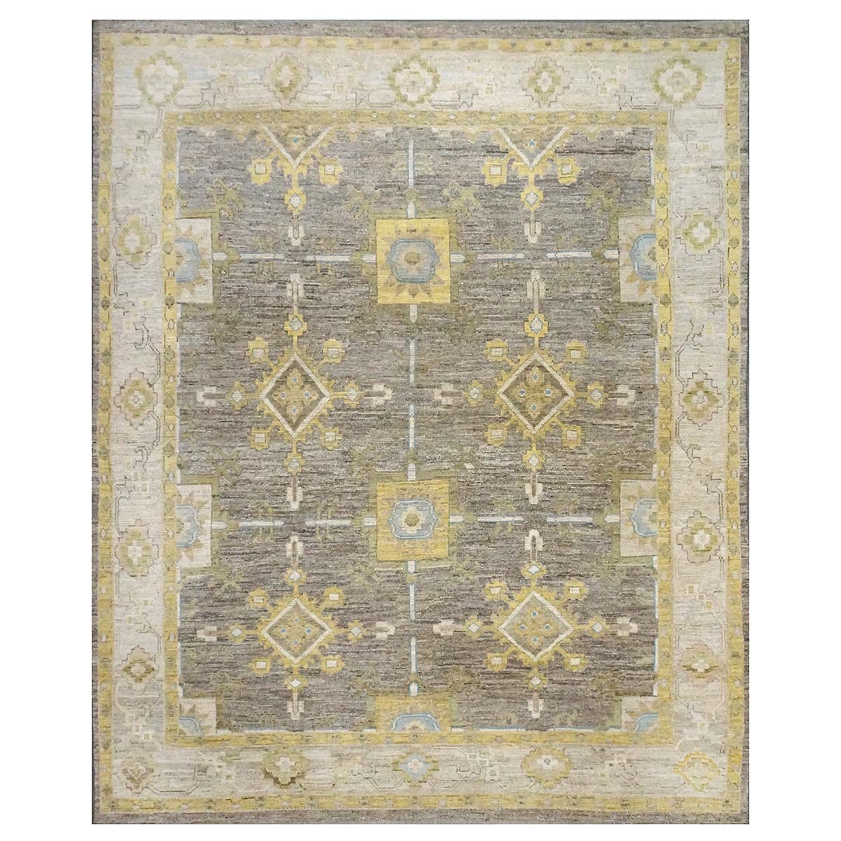 Turkish Oushak 10x13 Taupe, Ivory, & Yellow Handmade Area Rug #1144067 image 0