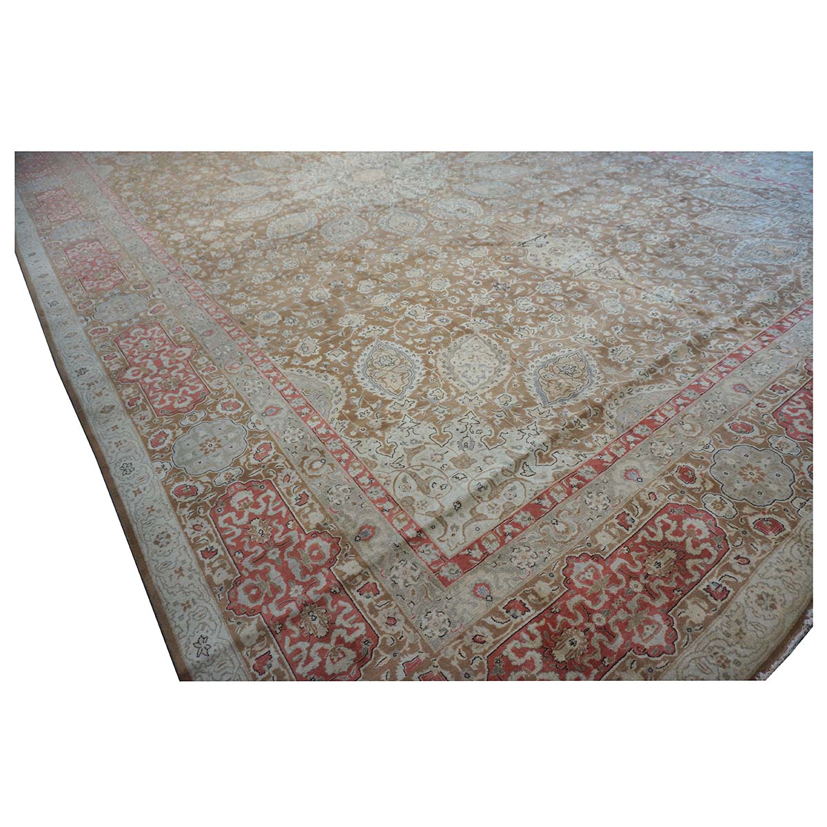 Antique Persian Tabriz 13X20 Brown & Salmon Oversized Area Rug #9902107 image 11