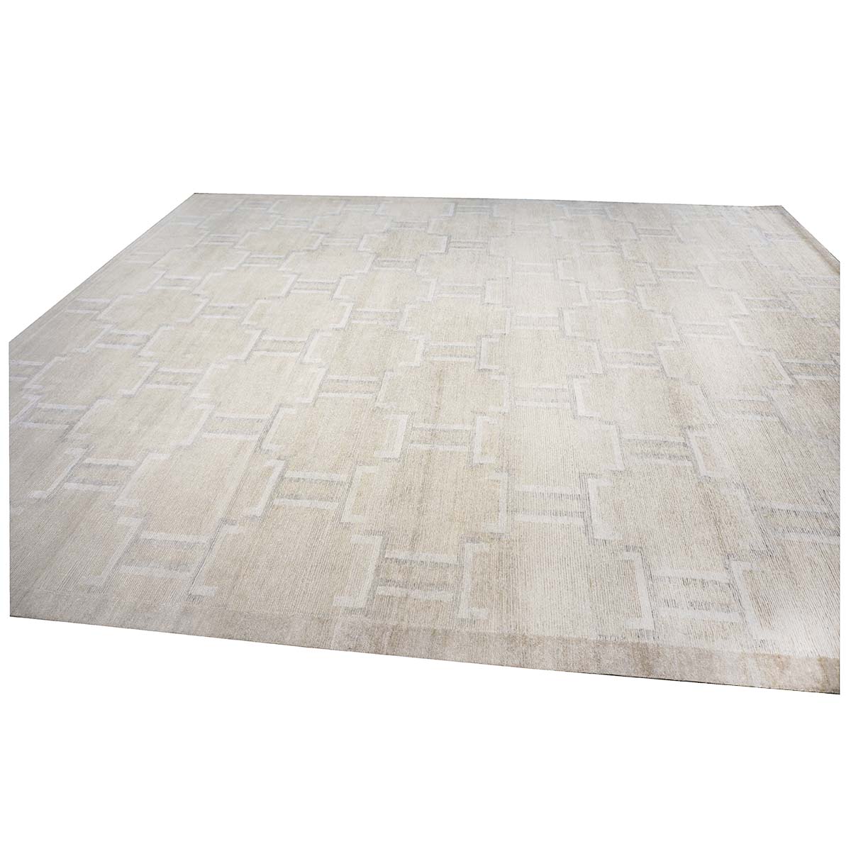 Nepalese Modern Wool & Silk 12X15 Beige, Ivory & Grey Area Rug #1143905 image 3