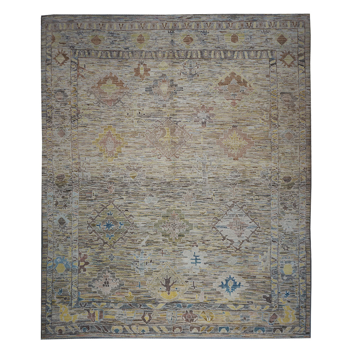 21st Century Turkish Oushak 12X15 Gold, Slate Blue& Ivory Handmade Area Rug #1144127 image 0