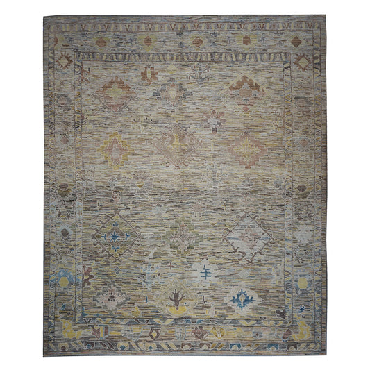 21st Century Turkish Oushak 12X15 Gold, Slate Blue& Ivory Handmade Area Rug #1144127 image 0