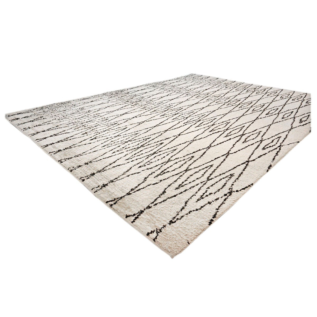 Vintage Beni Ourain Modern Morrocan 12x18 Ivory & Dark Brown Handmade Area Rug #AY101 image 2
