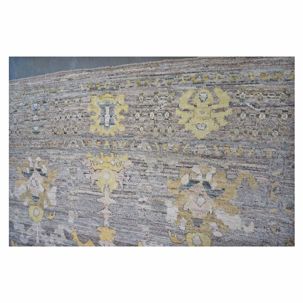 21st Century Turkish Oushak 9X13 Gold, Ivory & Gray Handmade Runner Rug #1144083 image 6