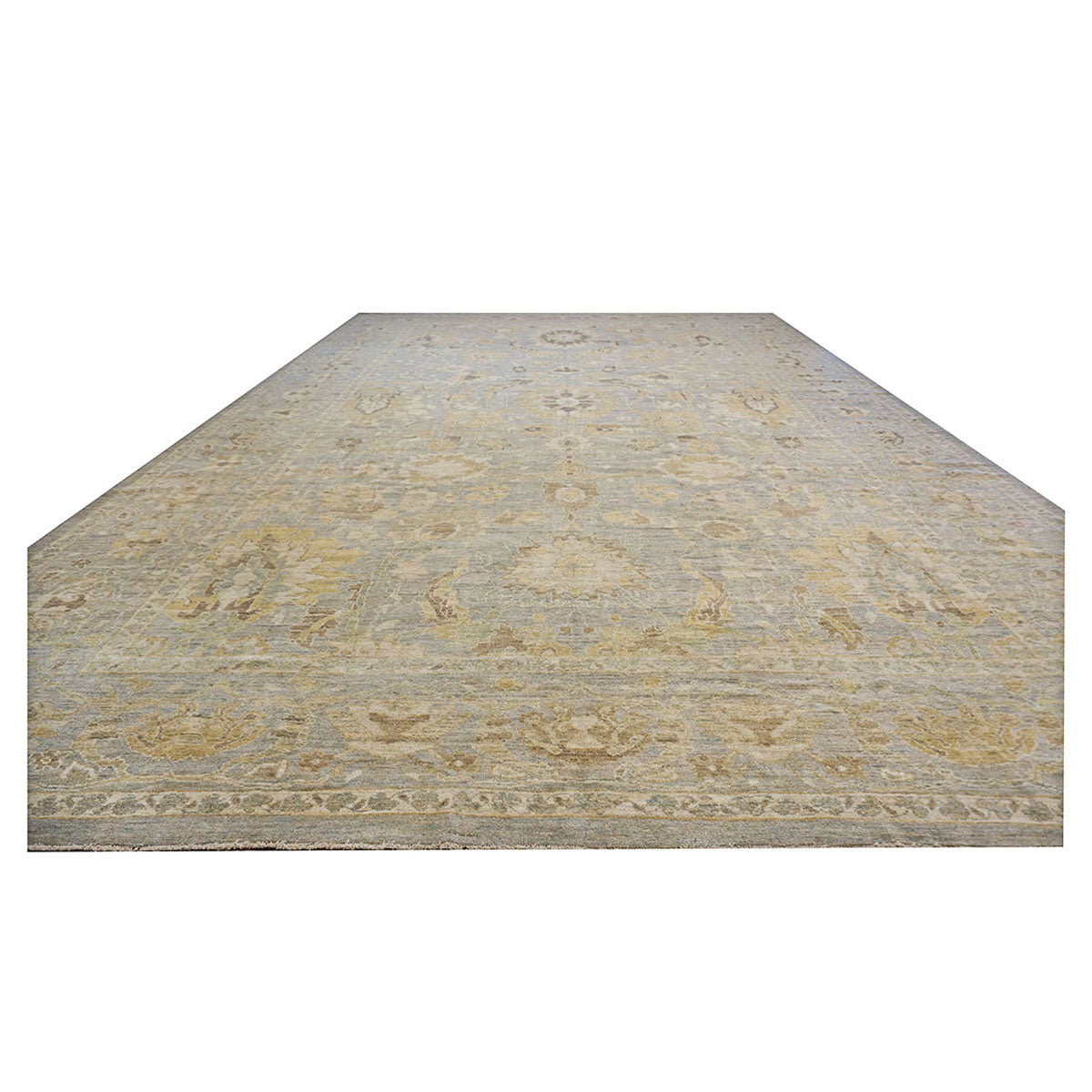 Oversized Persian Sultanabad Master 12x18 Blue, Grey, & Tan Handmade Area Rug #1143042 image 9