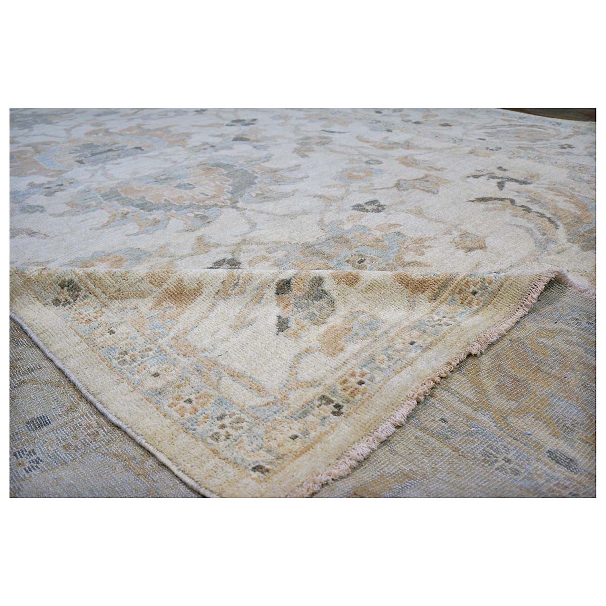 Persian Sultanabad 9x11 Ivory & Light Blue Area Rug #1140991 image 4