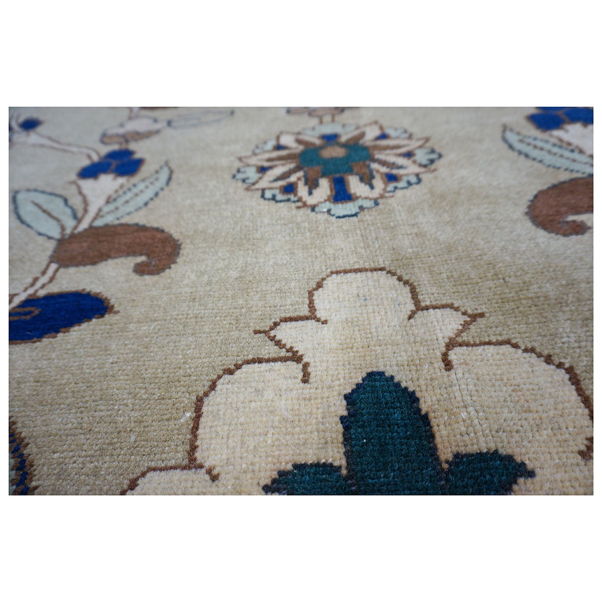 21st Century Persian Heriz 12x15 Tan & Navy Handmade Area Rug #9902016 image 5