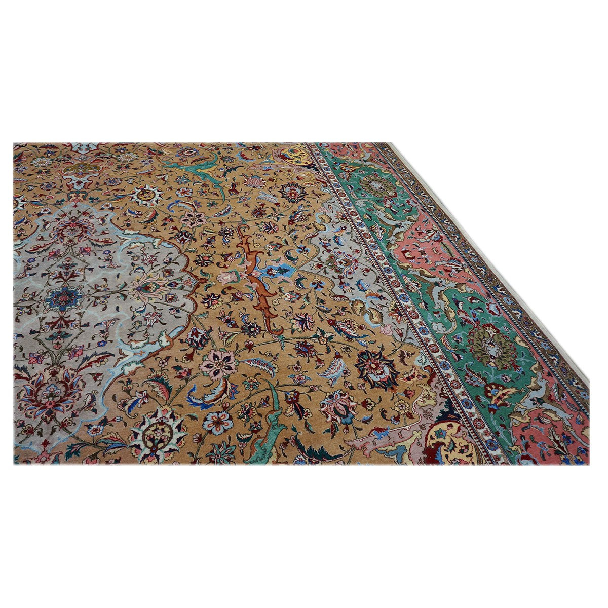 Antique Persian Tabriz 11X17 Grey, Green, Pink, & Orange Area Rug #1140881 image 5